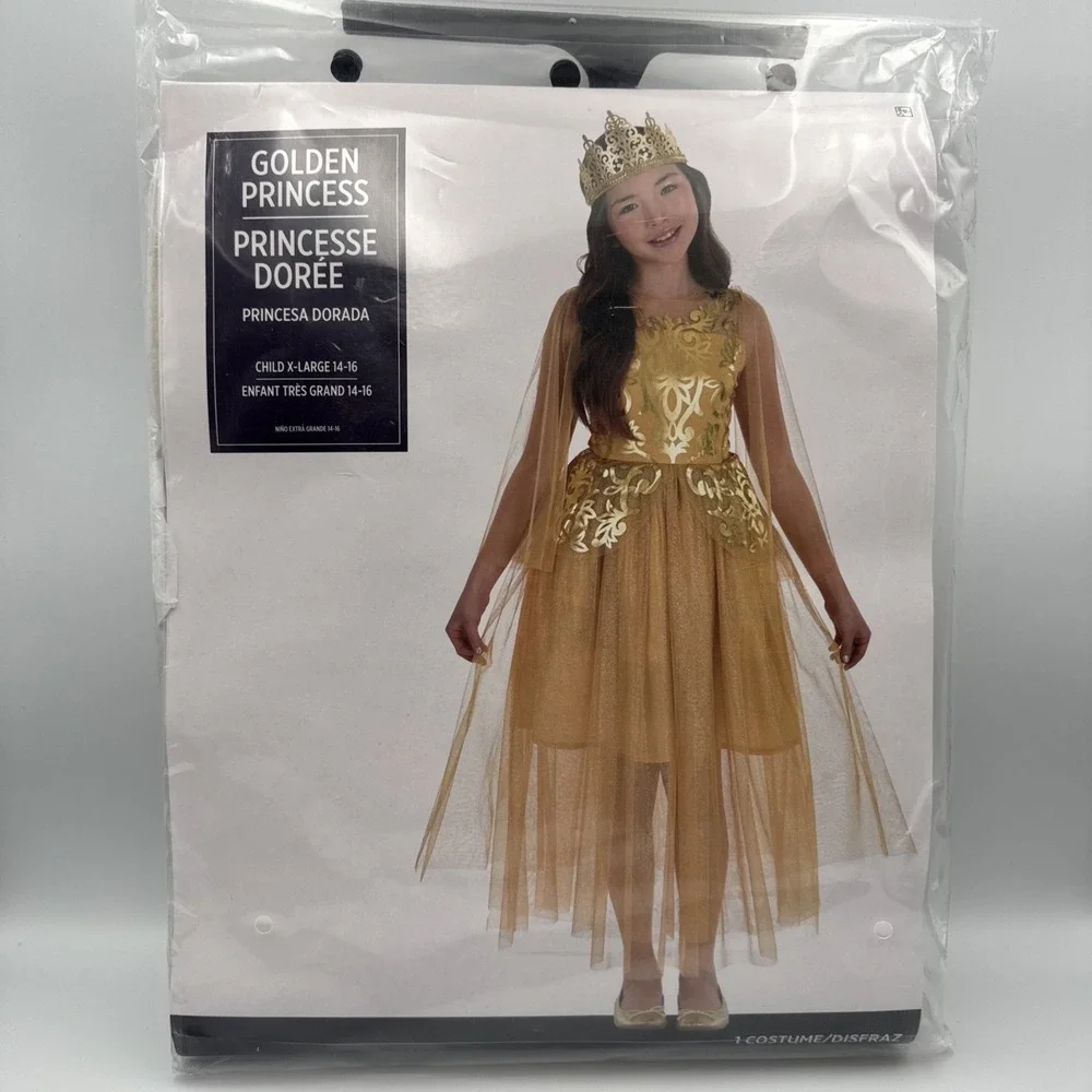 Amscan Golden Princess Gold Queen Suit Halloween Child Costume Size XL 14-16